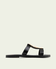 SANDALES PLATES EN CUIR AVEC ORNEMENT ALEIDA NOIR