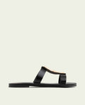 SANDALES PLATES EN CUIR AVEC ORNEMENT ALEIDA NOIR