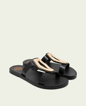 SANDALES PLATES EN CUIR AVEC ORNEMENT ALEIDA NOIR