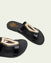 SANDALES PLATES EN CUIR AVEC ORNEMENT ALEIDA NOIR