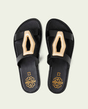 SANDALES PLATES EN CUIR AVEC ORNEMENT ALEIDA NOIR