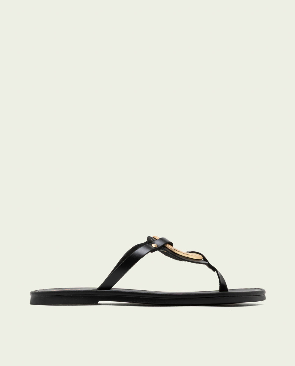 SANDALES ESCAVA EN CUIR AVEC ORNEMENT AMARAL NOIR