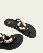SANDALES ESCAVA EN CUIR AVEC ORNEMENT AMARAL NOIR