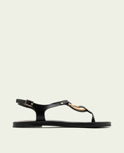 FLAT LEATHER SANDALS WITH ORNAMENT AURELIA MOCHA