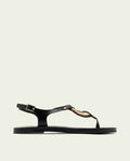 FLAT LEATHER SANDALS WITH ORNAMENT AURELIA BLACK