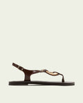 FLAT LEATHER SANDALS WITH ORNAMENT AURELIA MOCHA