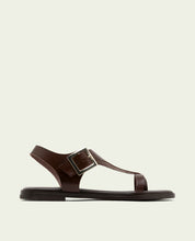 SANDALES PLATES EN CUIR AVEC BOUCLE BERTA MOKA