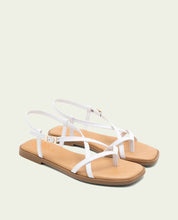 SANDALES PLATES EN CUIR À BRIDES BÁRBARA BLANC