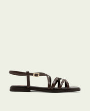 FLAT LEATHER SANDALS BONNIE MOKA