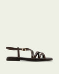 FLAT LEATHER SANDALS BONNIE MOKA