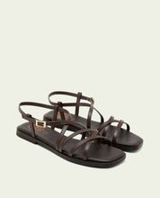 FLAT LEATHER SANDALS BONNIE MOKA