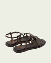 FLAT LEATHER SANDALS BONNIE MOKA