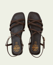 FLAT LEATHER SANDALS BONNIE MOKA