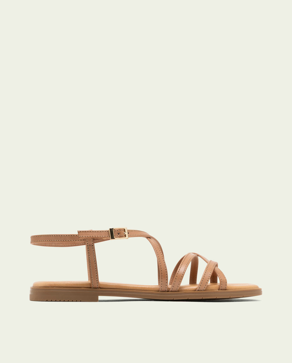 SANDALES PLATES EN CUIR BONNIE TAUPE