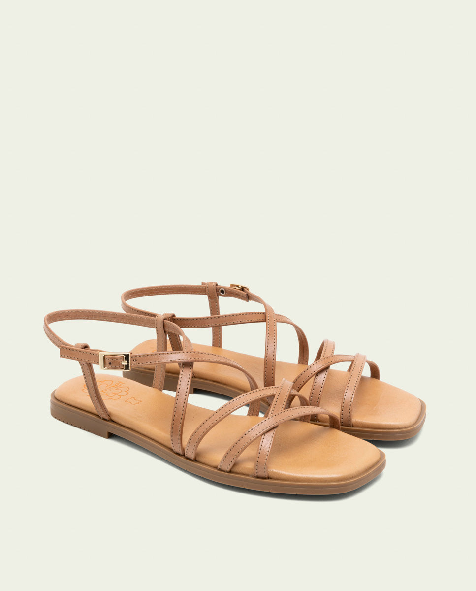 SANDALES PLATES EN CUIR BONNIE TAUPE