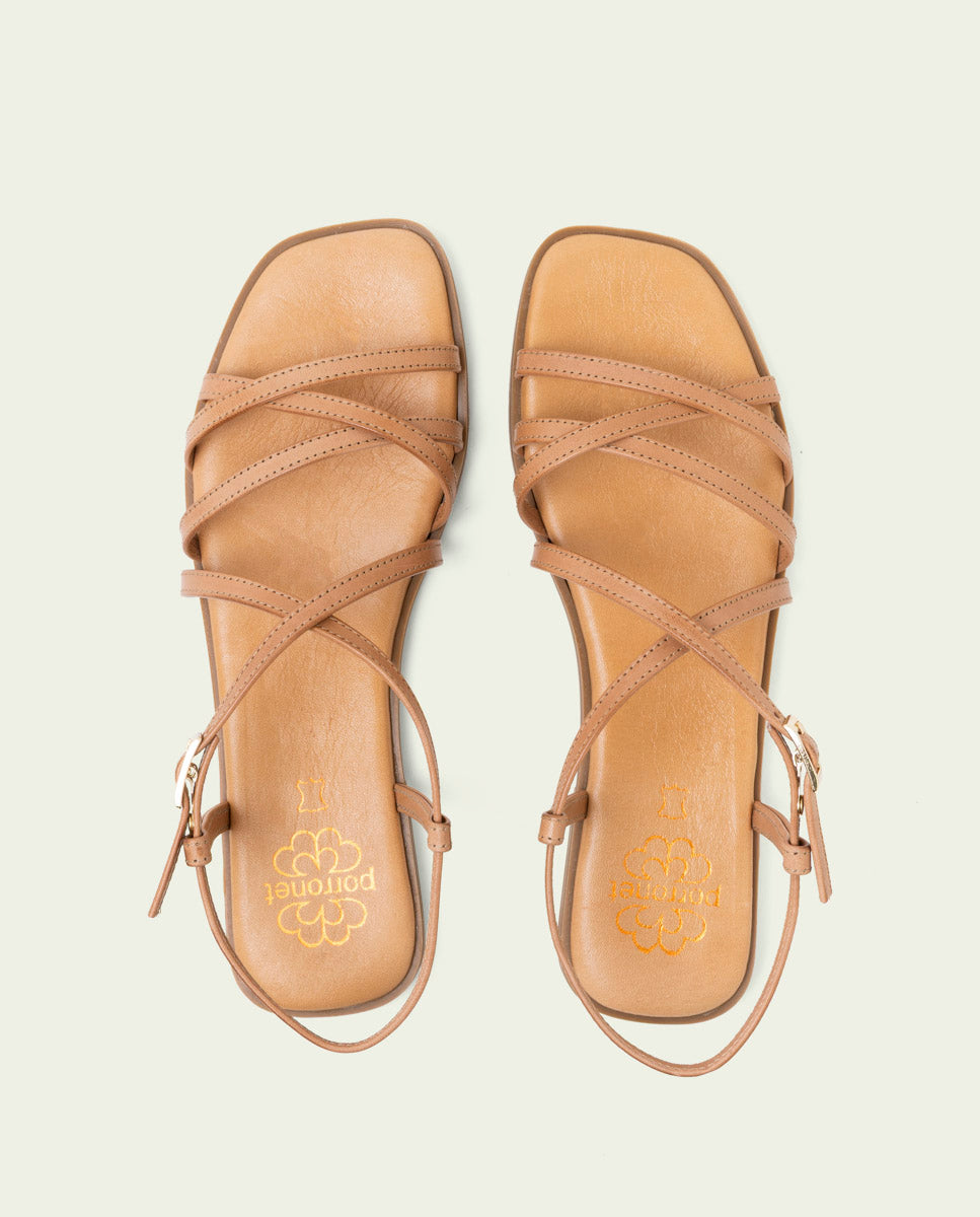 SANDALES PLATES EN CUIR BONNIE TAUPE