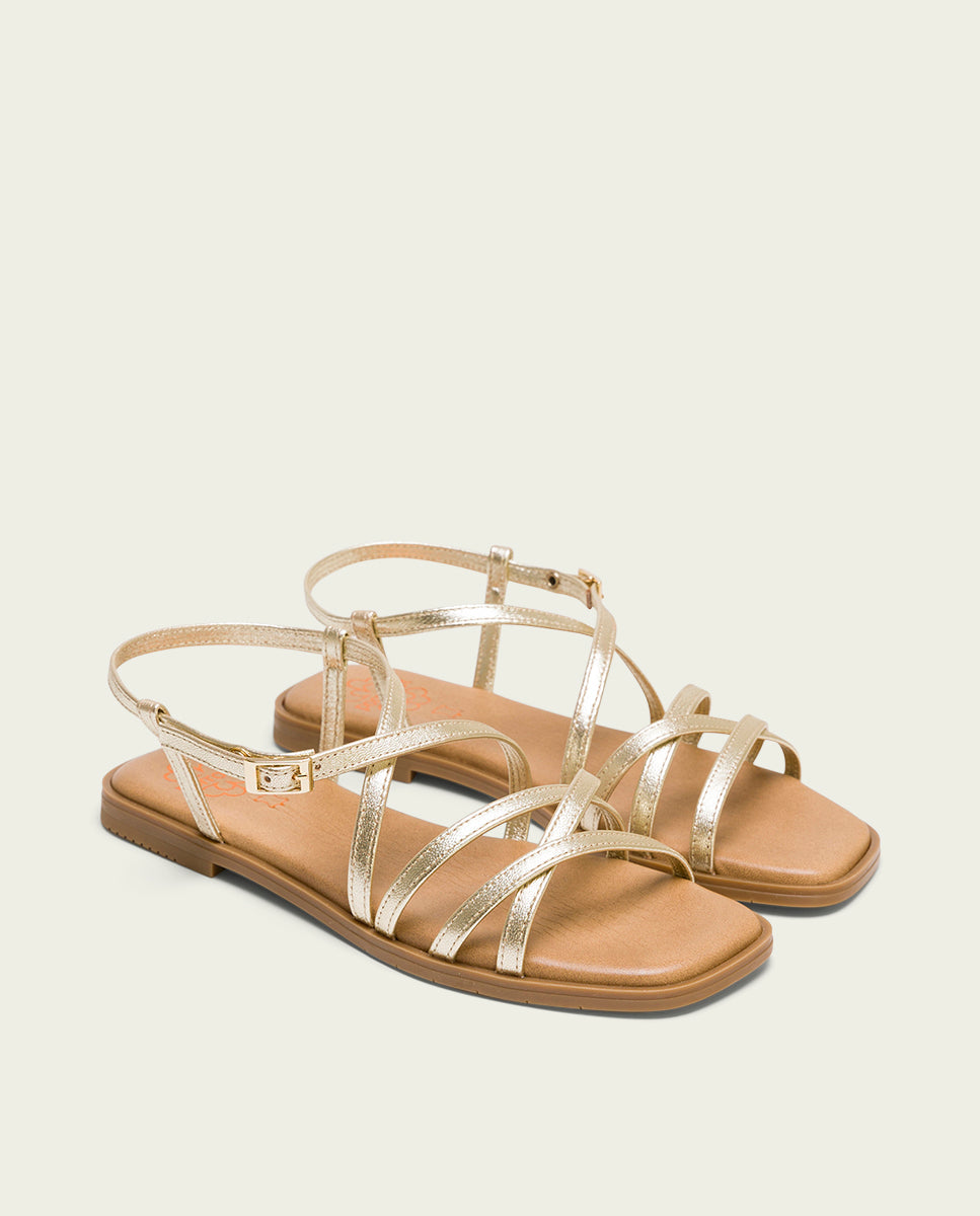 SANDALES PLATES EN CUIR BONNIE OR