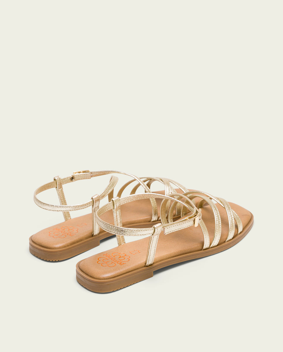 SANDALES PLATES EN CUIR BONNIE OR