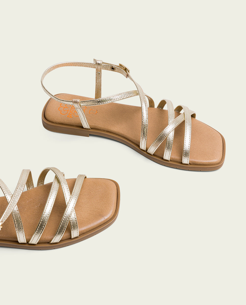 SANDALES PLATES EN CUIR BONNIE OR
