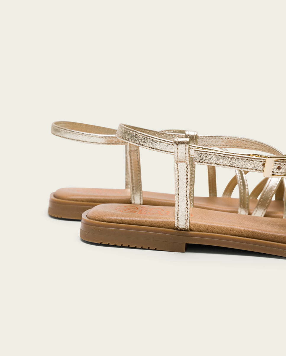 SANDALES PLATES EN CUIR BONNIE OR