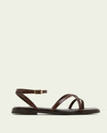 FLAT LEATHER SANDALS WITH STRAPS BIANCA MOCHA