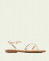 SANDALES PLATES EN CUIR À BRIDES BIANCA ORO
