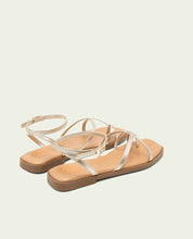 SANDALES PLATES EN CUIR À BRIDES BIANCA ORO