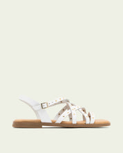 SANDALES PLATES EN CUIR À BRIDES ET CLOUS BLAIR BLANC
