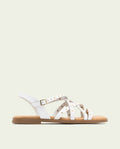 FLAT LEATHER SANDALS WITH STRAPS AND STUDS BLAIR WHITE