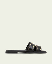 FLAT LEATHER SANDALS WITH STUDS BECCA BLACK