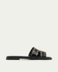 FLAT LEATHER SANDALS WITH STUDS BECCA BLACK