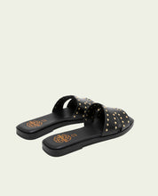 FLAT LEATHER SANDALS WITH STUDS BECCA BLACK