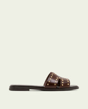 FLAT LEATHER SANDALS WITH STUDS BECCA GOLD