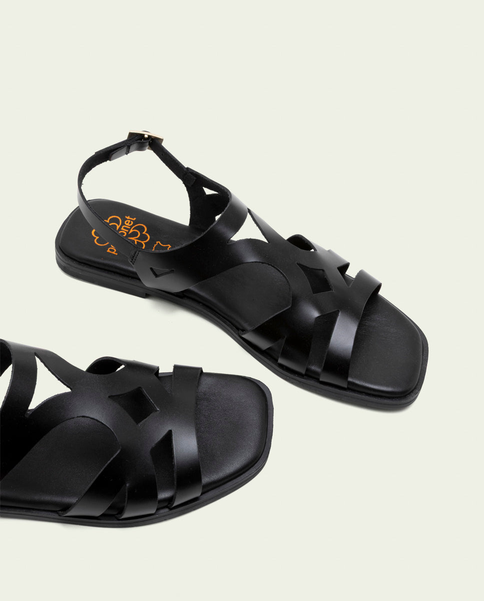 LEATHER SANDALS WITH BILLY BLACK