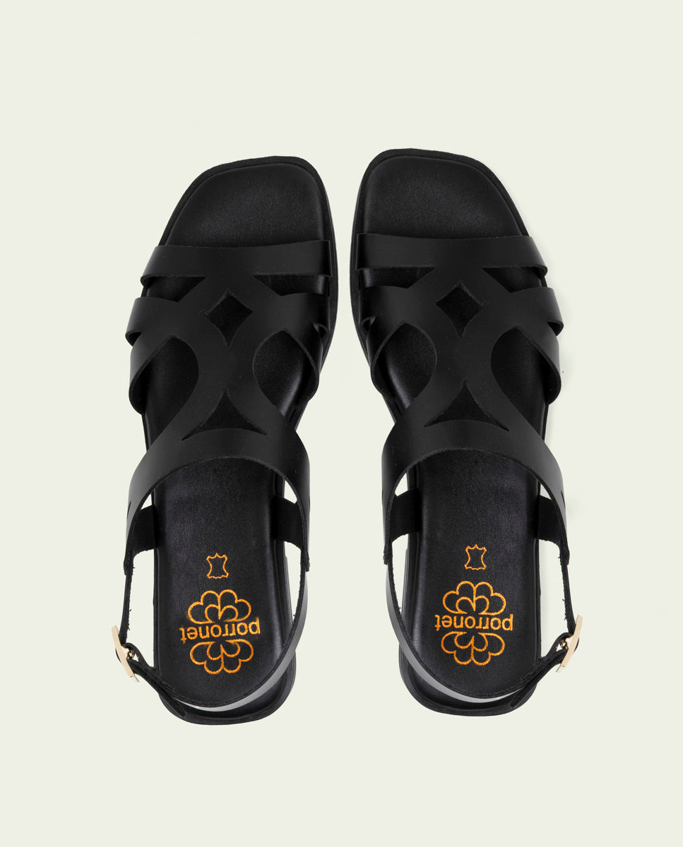 LEATHER SANDALS WITH BILLY BLACK