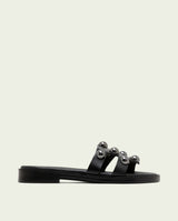 LEATHER SANDALS WITH OPEN HEELS AND STUDS CELIA BLACK