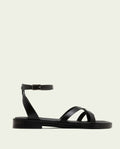 FLAT SLAVE LEATHER SANDALS CECILIA BLACK