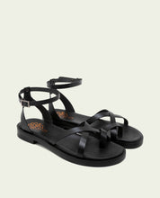 FLAT SLAVE LEATHER SANDALS CECILIA BLACK