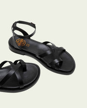 FLAT SLAVE LEATHER SANDALS CECILIA BLACK