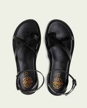 FLAT SLAVE LEATHER SANDALS CECILIA BLACK