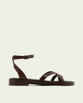 FLAT SLAVE LEATHER SANDALS CECILIA MOCHA