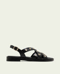 SANDALES PLATES EN CUIR À CLOUS CHLOE NOIR
