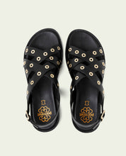 FLAT LEATHER SANDALS WITH STUDS CHLOE BLACK