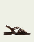 FLAT LEATHER SANDALS WITH STUDS CHLOE MOCHA