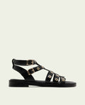 FLAT LEATHER SANDALS WITH STUDS CHLOE BLACK