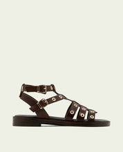 FLAT LEATHER SANDALS WITH STUDS CHLOE BLACK