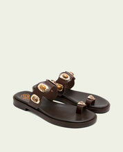 FLAT LEATHER SANDALS WITH CLEAR STRAPS MOCHA