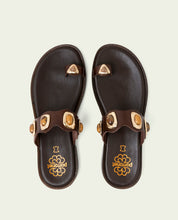 FLAT LEATHER SANDALS WITH CLEAR STRAPS MOCHA