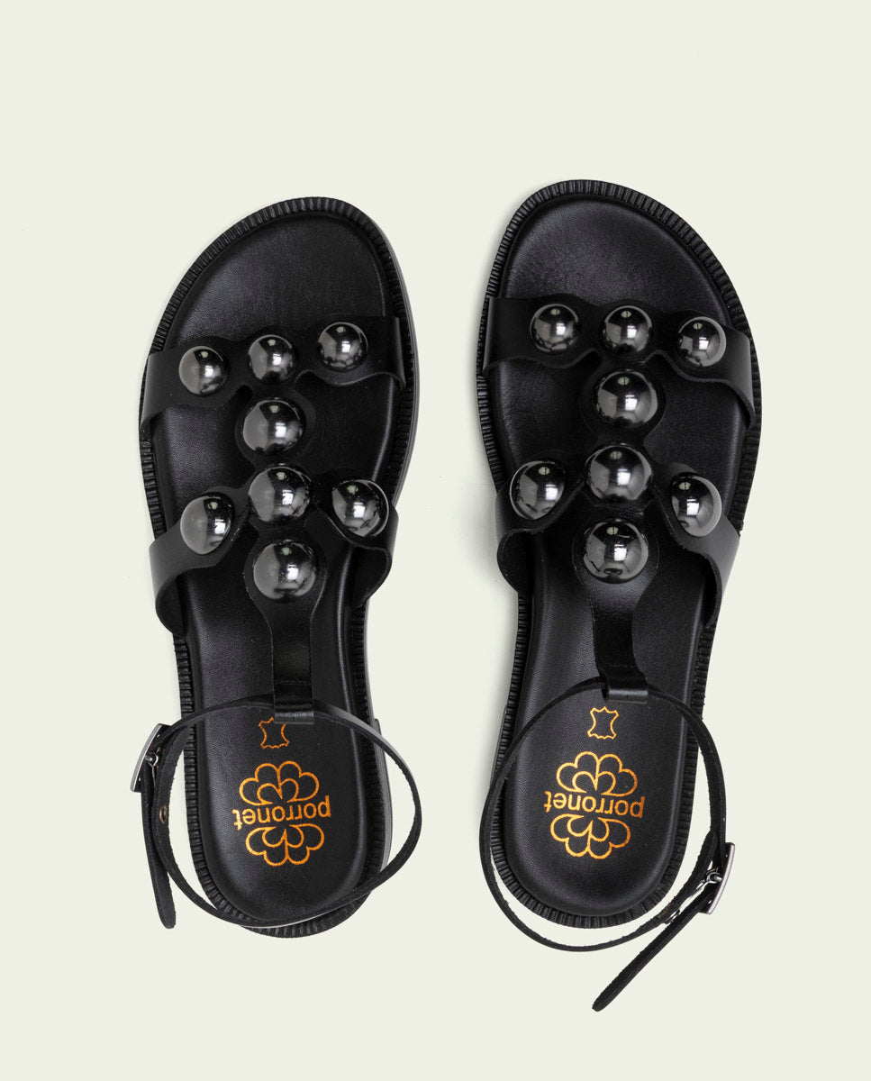 BLACK LACED SANDALS BIANCA
