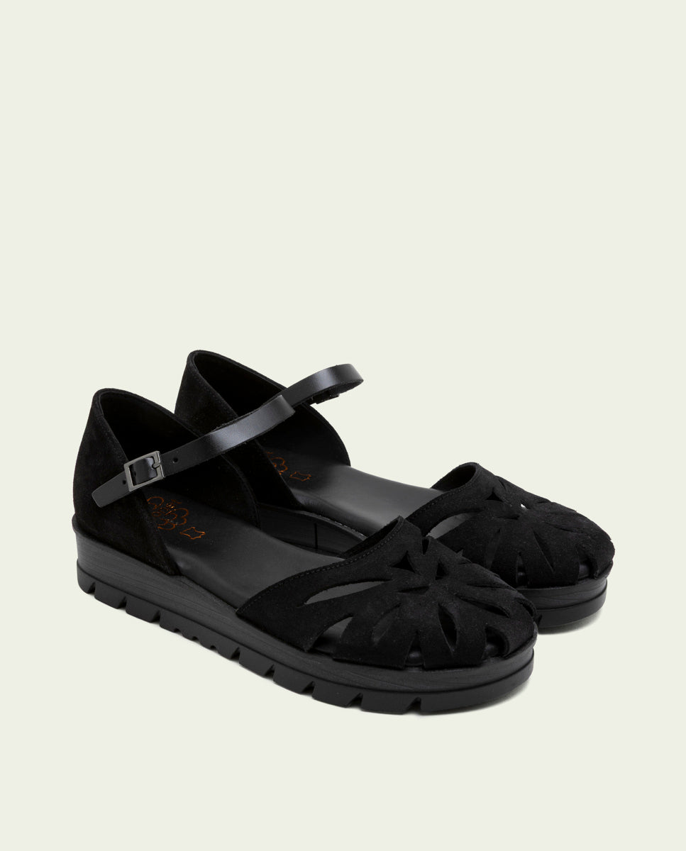 BLACK LACED SANDALS BIANCA